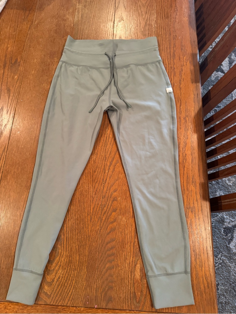 Vuori Sage Green High-Waist Leggings with Drawstring
